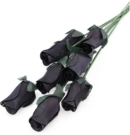 Black wooden roses
