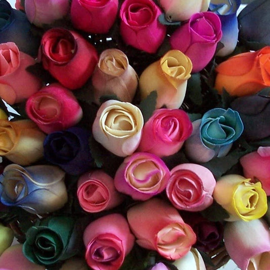 Varied colored wooden roses